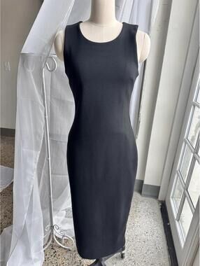 Artizia Babaton Black Midi Dress Fitted  size S Minimalist